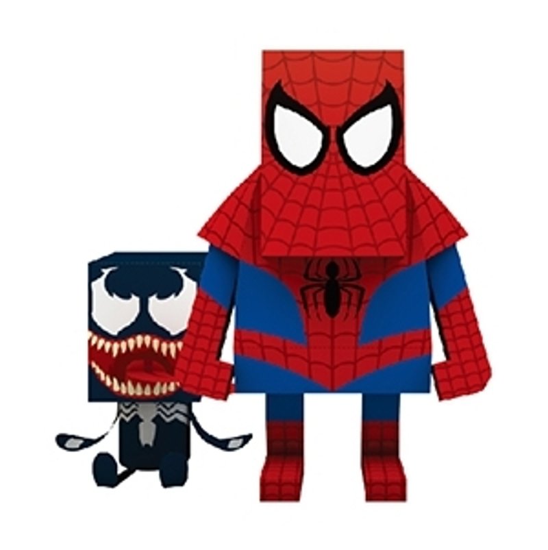 创意 纸 模型 玩具 公仔 MOMOT [ 漫威 英雄 系列 ] Spider Man 蜘蛛人 - 背带裤/连体裤 - 纸 红色