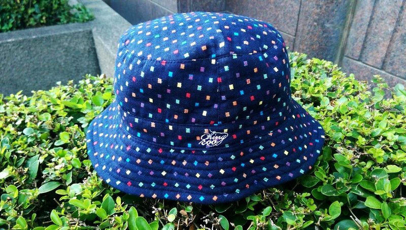 夏日蓝底方块点点渔夫帽 - 帽子 - 其他材质 蓝色