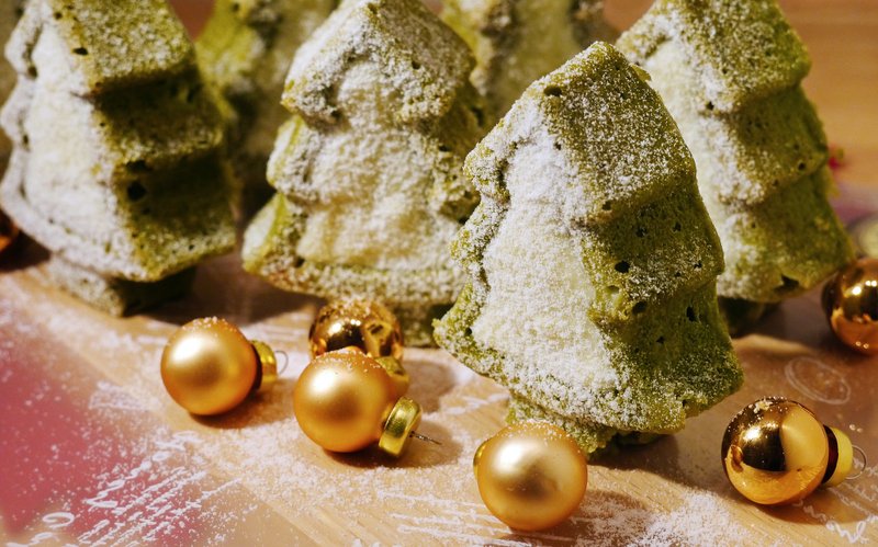 圣诞树抹茶白巧克力磅蛋糕8入礼盒 耶诞交换礼物 手作甜点礼盒 - 蛋糕/甜点 - 新鲜食材 绿色