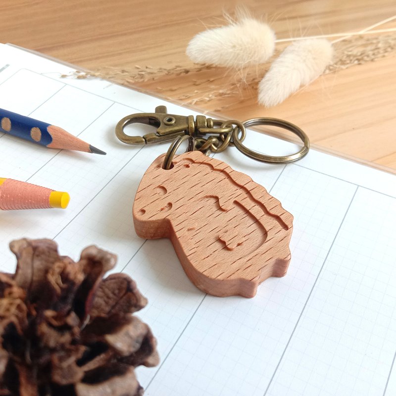 【定制化礼物】可爱动物系列 / 小老虎钥匙圈 生日圣诞情人 礼物 - 钥匙链/钥匙包 - 木头 咖啡色