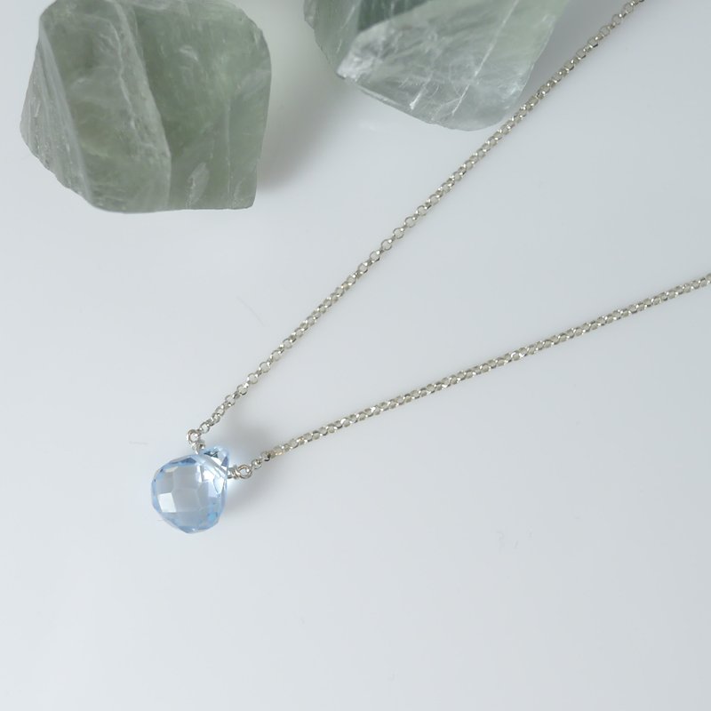 【ColorDay】天然托帕石原装意大利纯银项链〈Topaz Silver Necklace〉 - 项链 - 宝石 蓝色