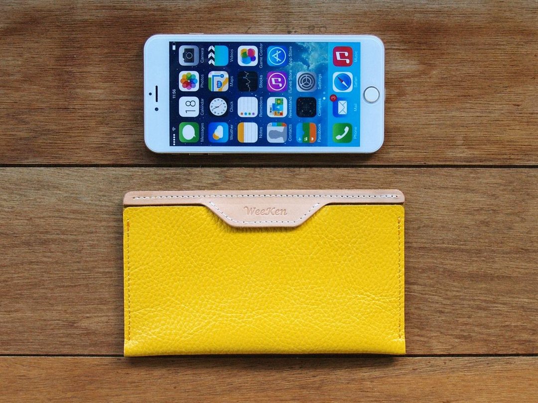 [ WeeKen 维肯 ] iPhone 6 plus - Lemon Yellow 手工真皮手机套 (免费定制化刻印英文名) - 手机壳/手机套 - 真皮 黄色
