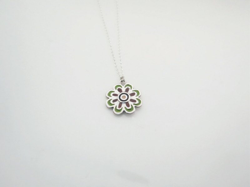 C%手工饰品----乡村小花  草绿色  (项链) 银饰 - 项链 - 其他金属 绿色