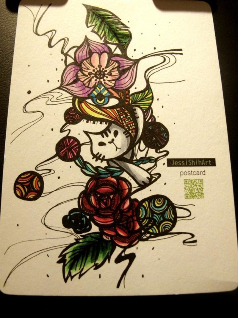 【手工上色】手绘风明信片A002 - 卡片/明信片 - 纸 