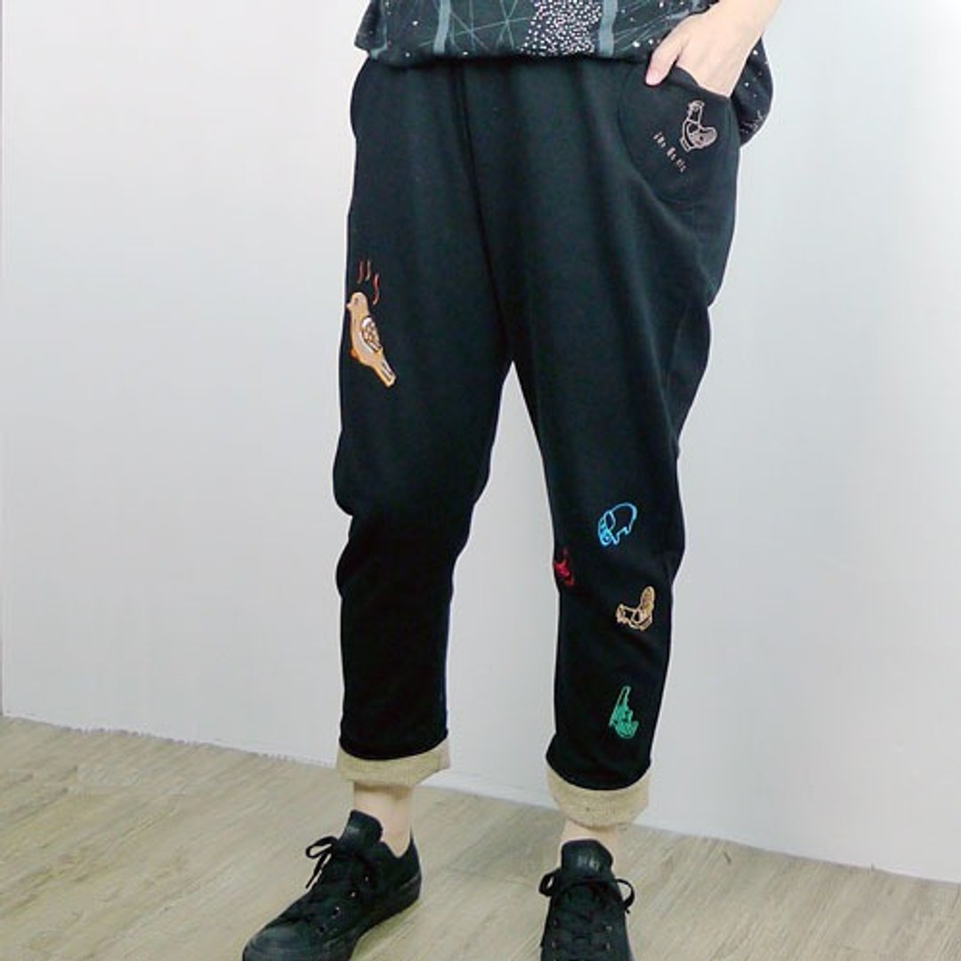 Urb.鸡蛋糕 低档裤 (M/L可选) - 女装长裤 - 其他材质 黑色