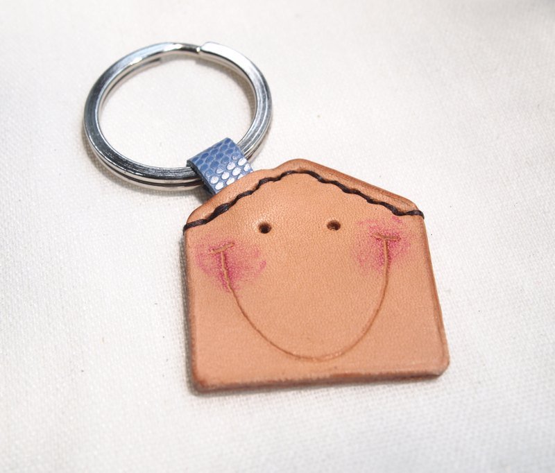 好皮小房子钥匙圈(B) Little House key ring - 吊饰 - 真皮 卡其色