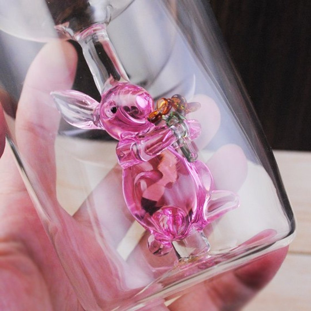 圣诞节5折限时活动 240cc【Pink Rabbit 粉红小兔】玻璃雕刻刻字双层玻璃杯 圣诞礼物 - 其他 - 玻璃 粉红色