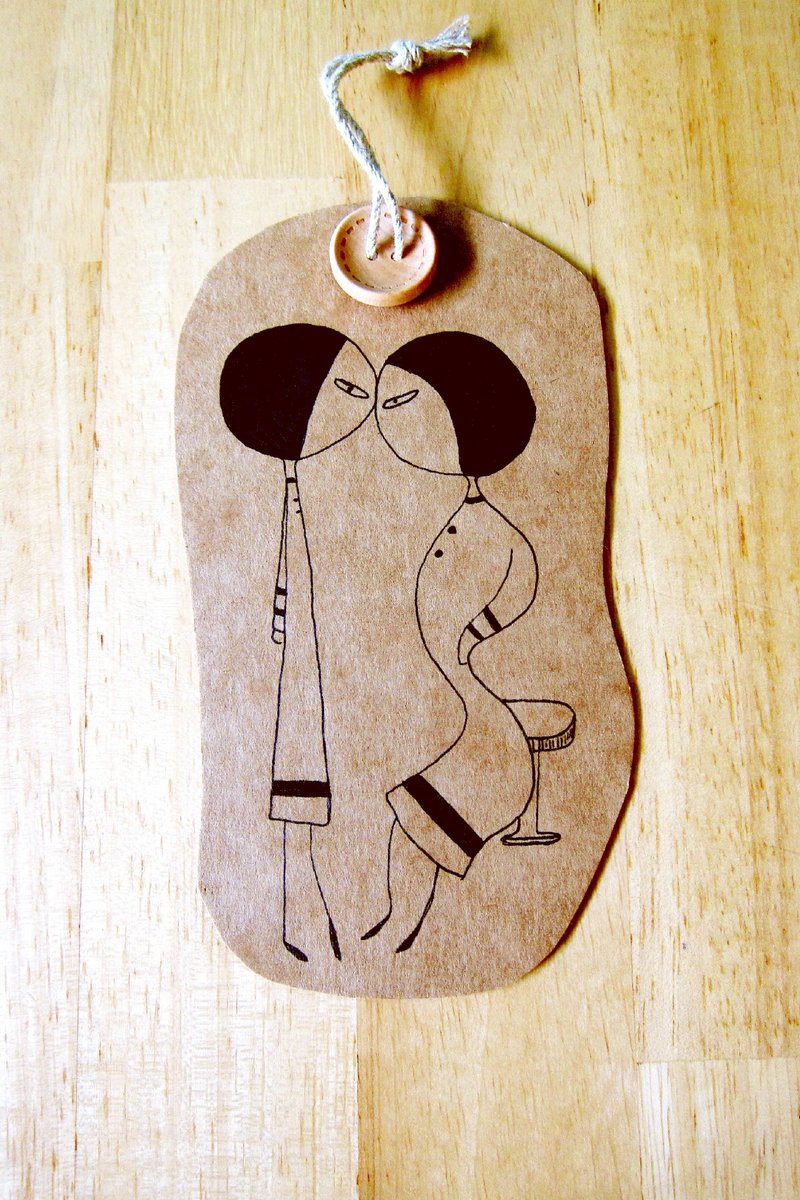 大头症女孩英文字母书签-B - 卡片/明信片 - 纸 卡其色