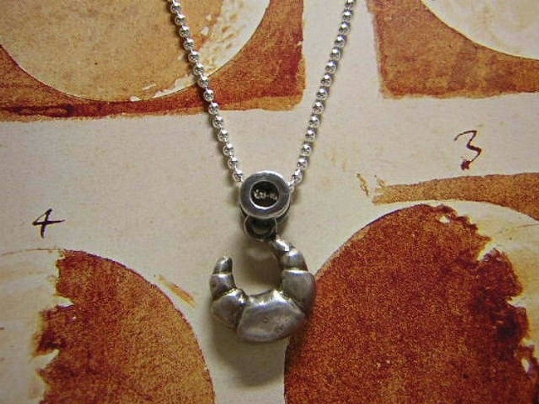 croissant ( crescent moon sterling silver pendant 新月形麵包 月亮 兔子 垂飾 垂饰 銀 银 ) - 项链 - 纯银 银色
