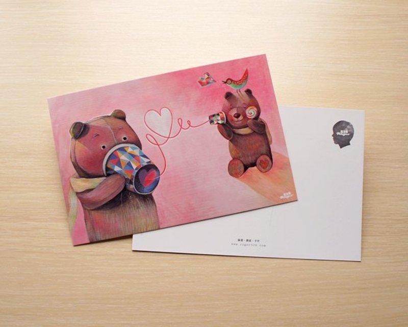 传情熊大明信片 - 卡片/明信片 - 纸 粉红色