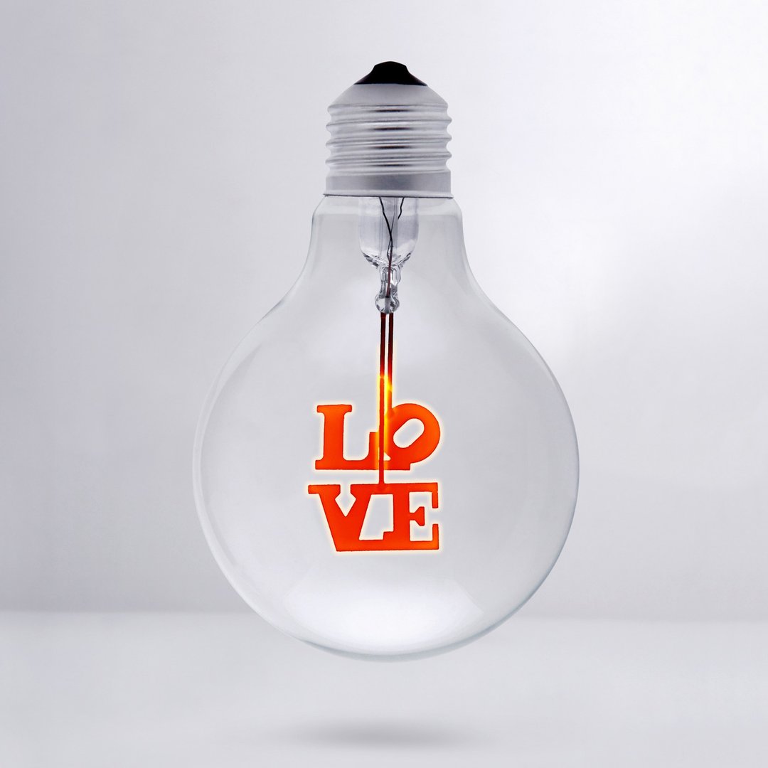 DarkSteve“演活生命”- 设计师灯泡 - Love球灯泡(倒) Edison-Style 爱迪生灯泡: 1 个 (纯灯泡) - 灯具/灯饰 - 玻璃 红色