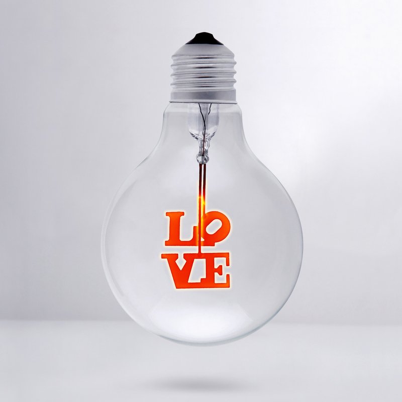 DarkSteve“演活生命”- 设计师灯泡 - Love球灯泡(倒) Edison-Style 爱迪生灯泡: 1 个 (纯灯泡) - 灯具/灯饰 - 玻璃 红色
