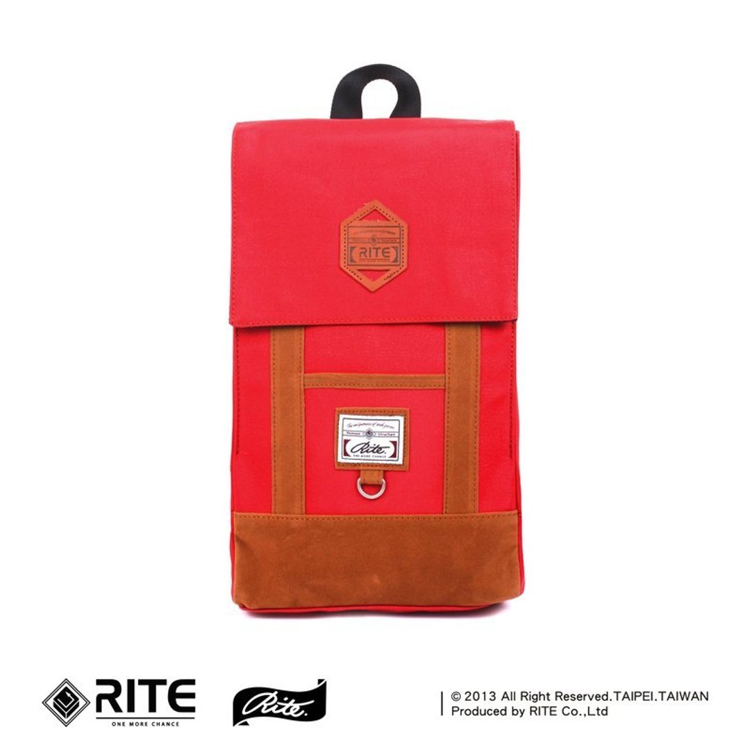H Satchel｜方形小书包-喜红帆布｜ - 侧背包/斜挎包 - 防水材质 红色