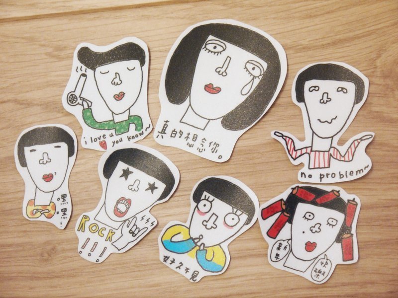 香菇头说说话贴纸  - 贴纸 - 纸 多色