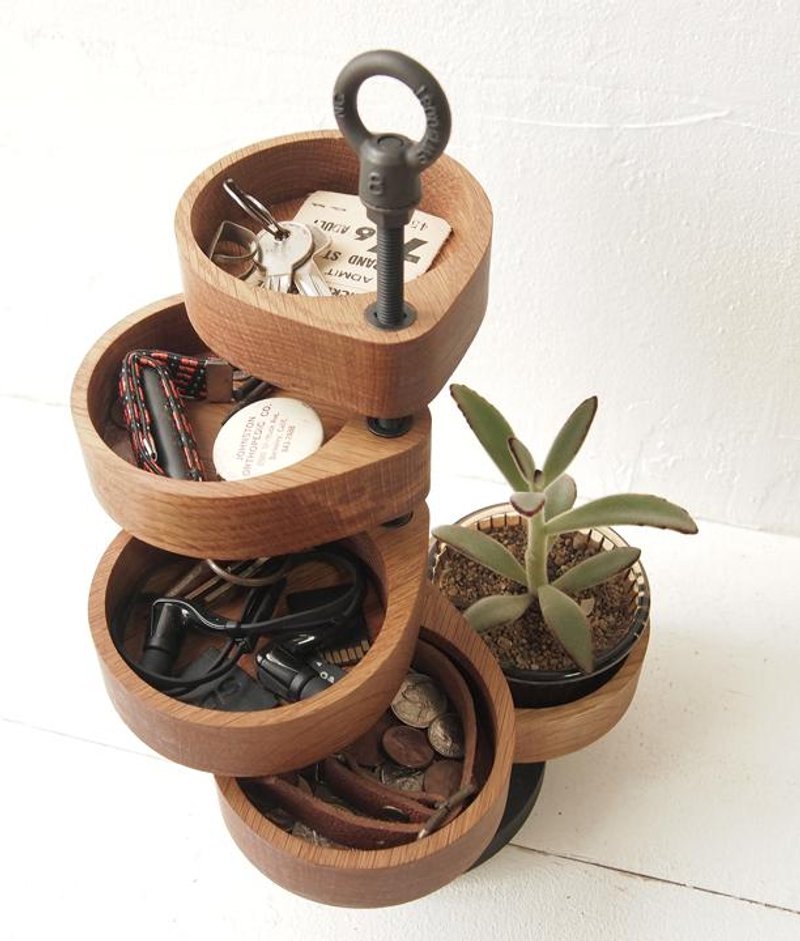 SPIRAL SHELF(キーケース収納小銭シェルフコインケースキーホルダー小物男性ギフトプレゼントアクセサリー - 其他家具 - 木头 咖啡色