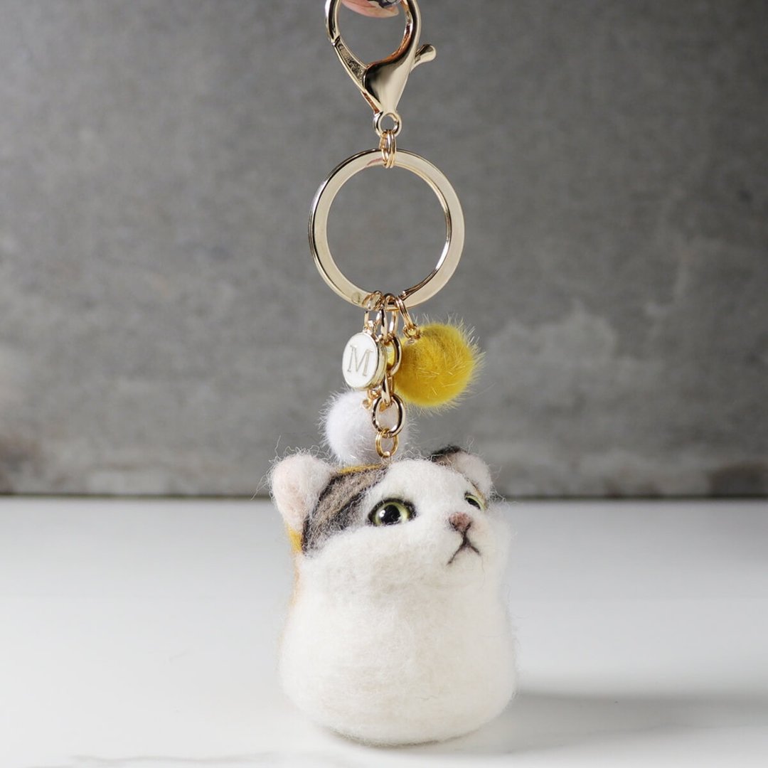 羊毛毡三花猫丸【feiwa霏娃手作】钥匙圈 猫咪 宠物公仔 - 钥匙链/钥匙包 - 羊毛 多色