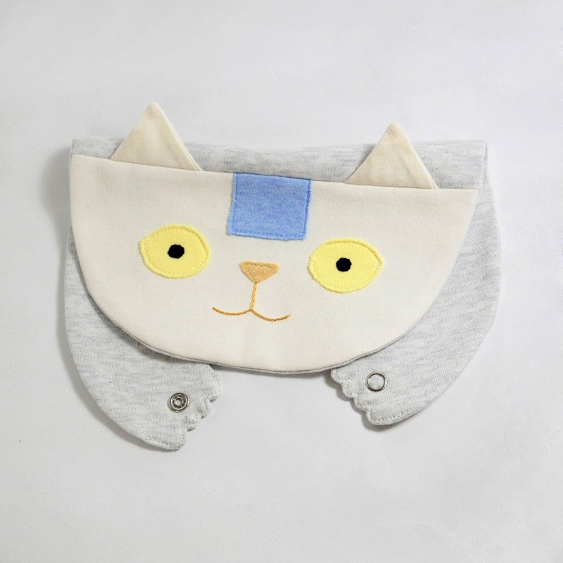 【 巷 猫 系 列 - 饭团】 有机棉围兜口水巾 - 围嘴/口水巾 - 棉．麻 