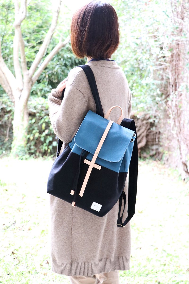 双色后背包 - 日本帆布 / 防水内里 - 后背包/双肩包 - 棉．麻 黑色