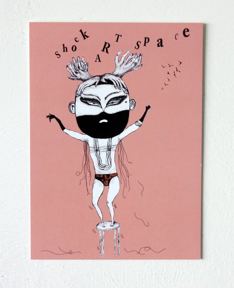 腋毛甩甩~明信片 - 卡片/明信片 - 纸 粉红色