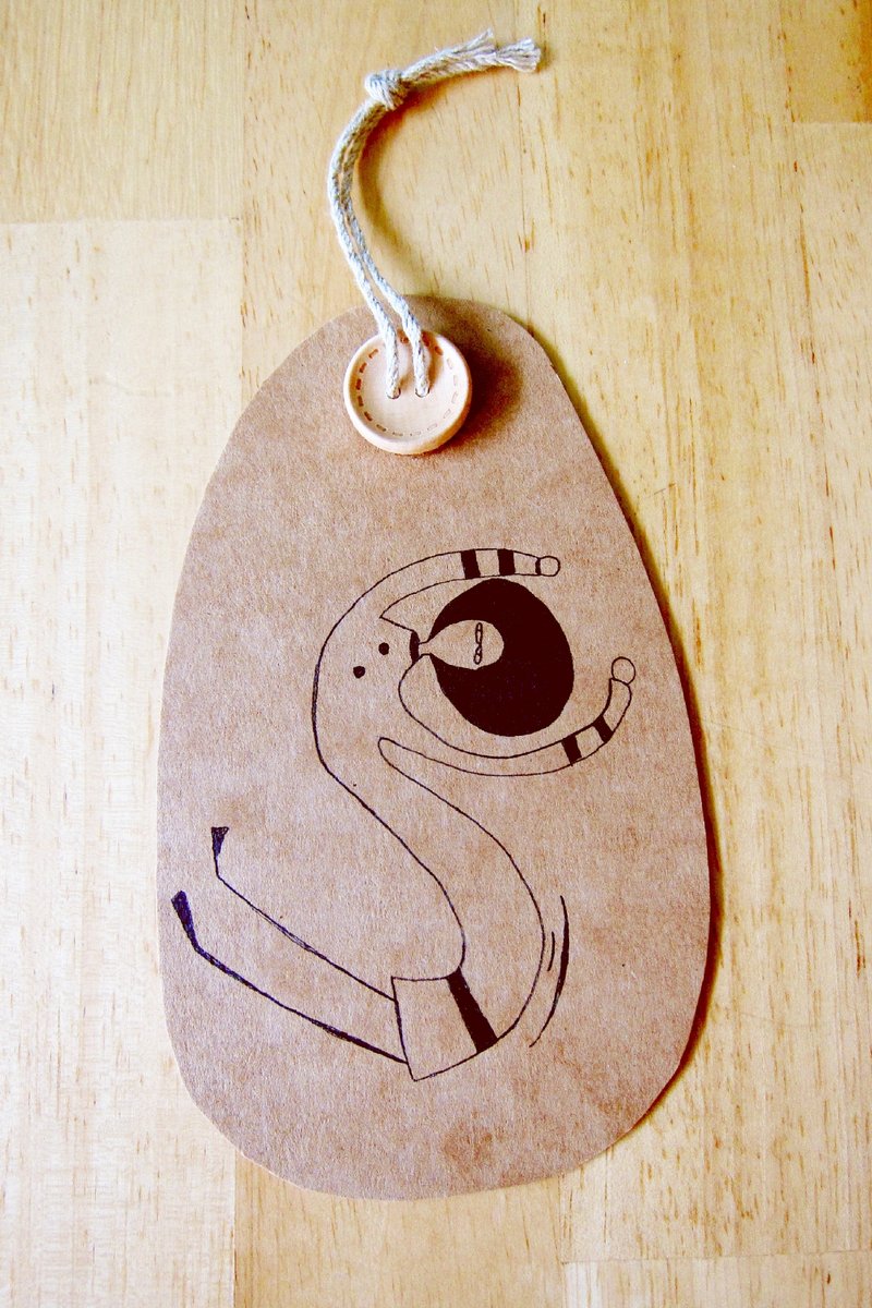 大头症女孩英文字母书签 - S - 卡片/明信片 - 纸 卡其色