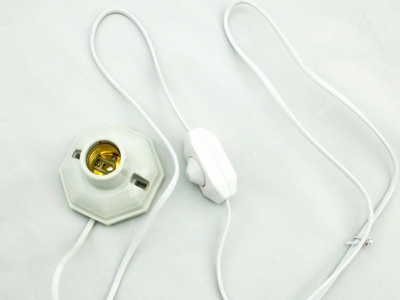 复古工业款-八角陶瓷灯座组-白色调光线 - 灯具/灯饰 - 其他材质 白色