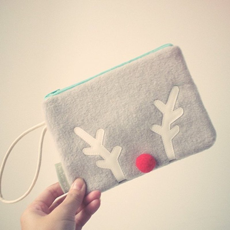 hairmo。大鼻麋鹿手拿包/ 薄型相机包-灰(手机可装) - 零钱包 - 其他材质 灰色