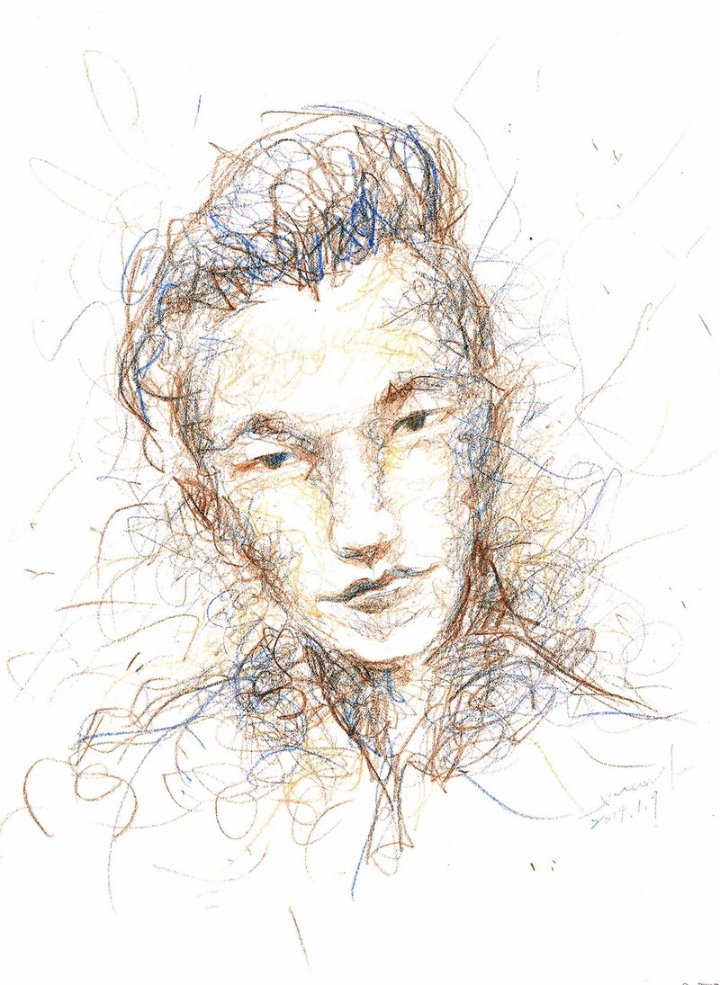 [ 那，样 子 ] 色铅笔线条构成手绘画像 （限单人） - 订制画像 - 纸 卡其色