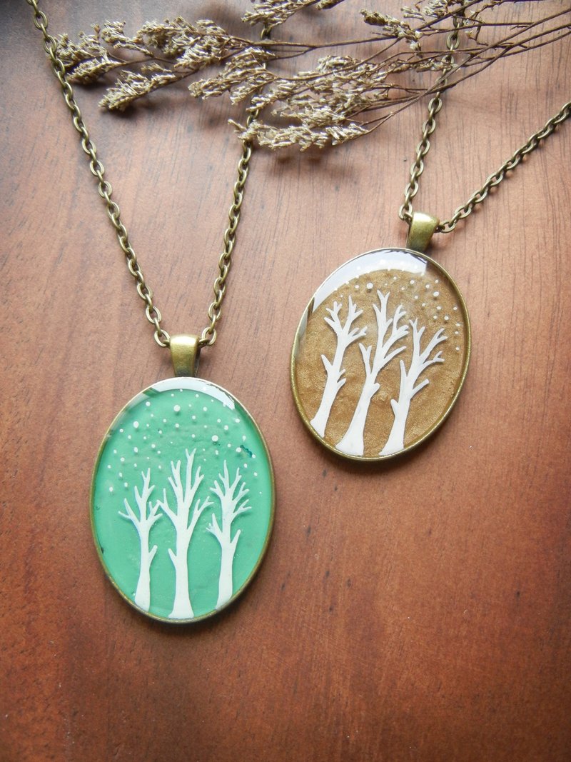 *coucoubird*手绘椭圆项链- 树 - 项链 - 其他金属 多色