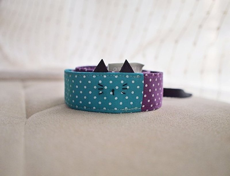 hairmo。黑猫咪点点拼接双背相机带(紫绿) - 相机 - 其他材质 紫色