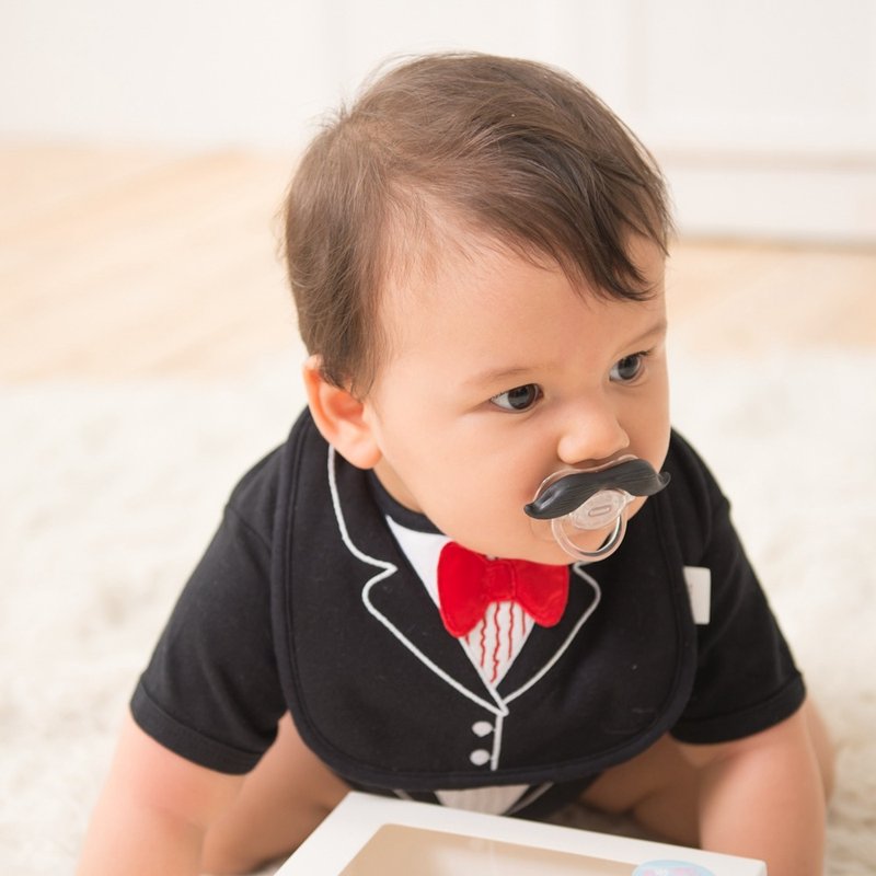 美国Frenchie MC 经典燕尾服围兜 - 红领结 - 围嘴/口水巾 - 棉．麻 红色