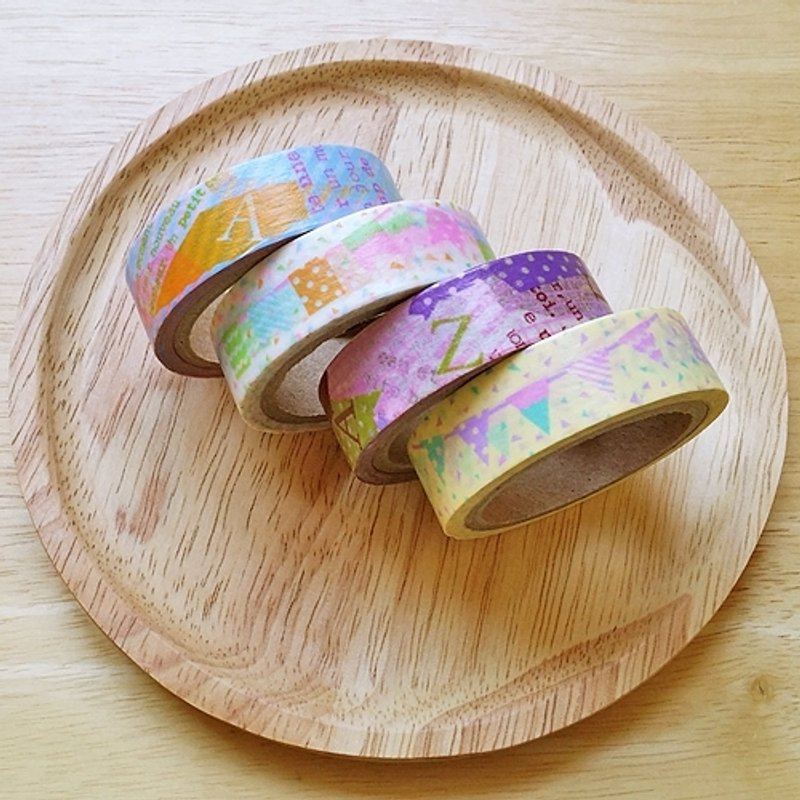 amifa 和纸胶带 4入组【旗帜与拼贴 (23008)】 - 纸胶带 - 纸 黄色