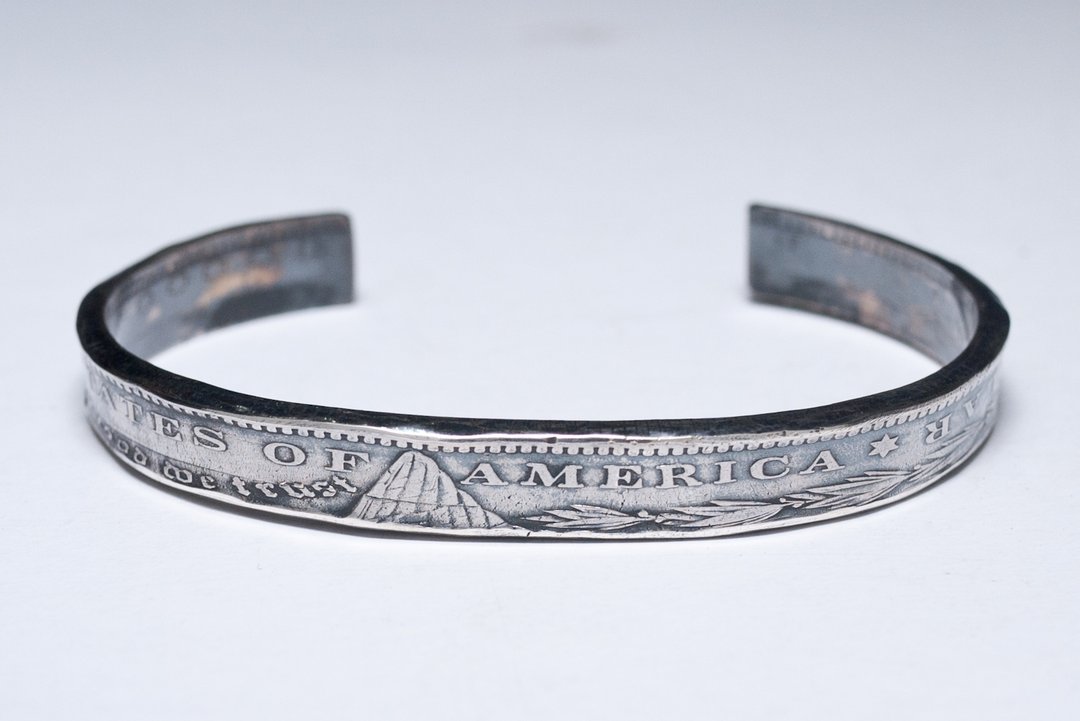 Dreamstation皮革鞄研所，美国摩根一美元银币手环宽版Silver bracelet，嘻皮，哈雷，重机 - 手链/手环 - 其他金属 银色