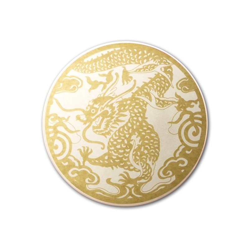 玩美文创 绣金龙如意杯垫 - 杯垫 - 绣线 金色
