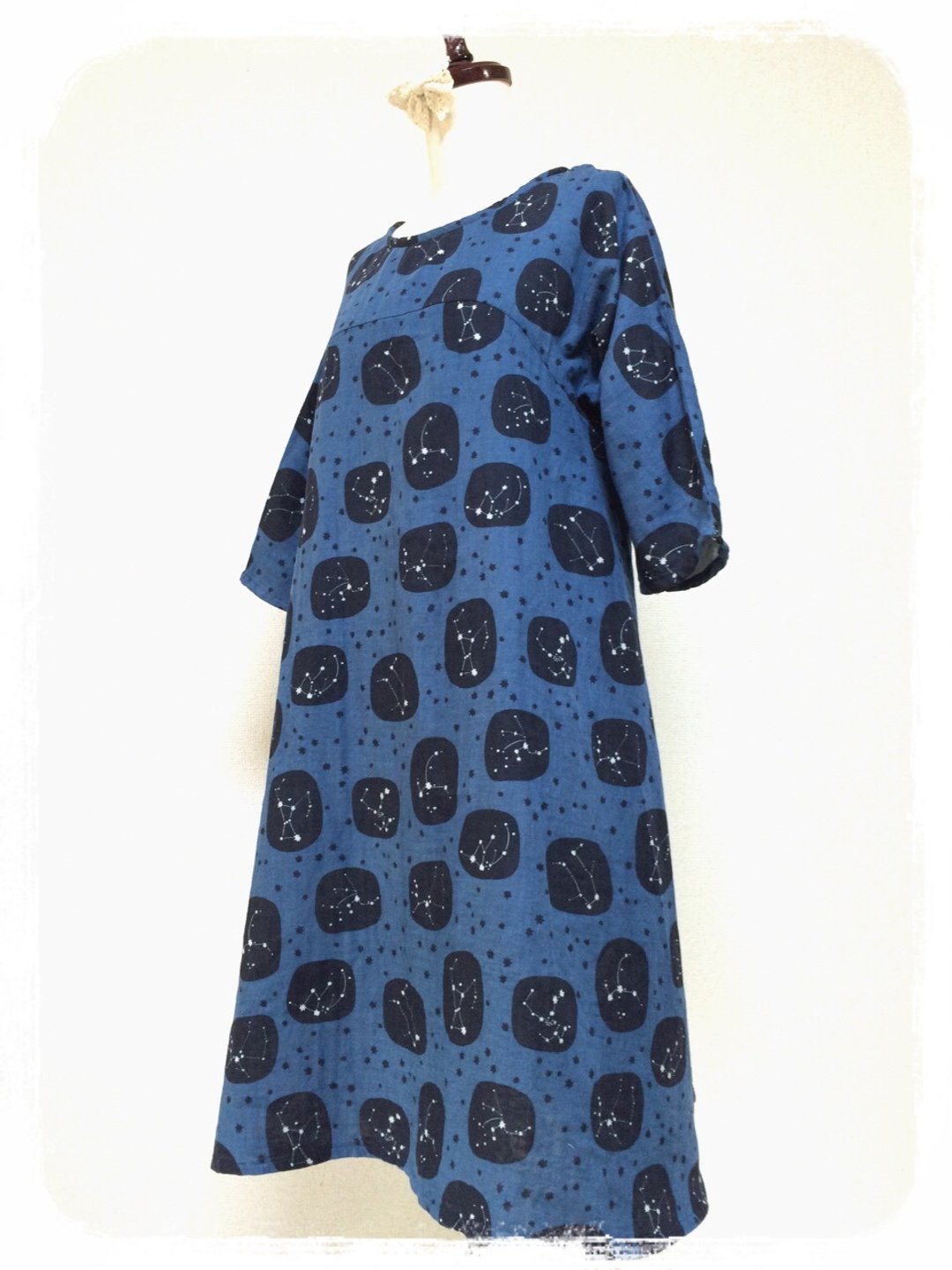 Constellation of One Piece: soft double gauze: Navy - 洋装/连衣裙 - 棉 蓝色