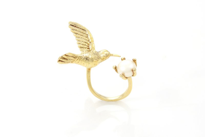 Humming Bird Ring - gold - 戒指 - 其他金属 金色