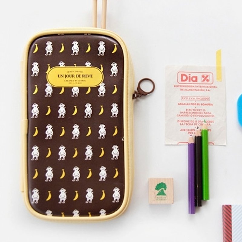 Dessin x Iconic-Pattern万用笔袋包-Brown,ICO80046 - 铅笔盒/笔袋 - 纸 咖啡色