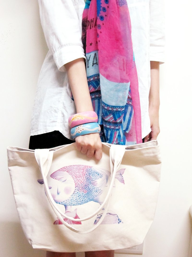 母亲手作疗愈帆布包 - 侧背包/斜挎包 - 其他材质 白色