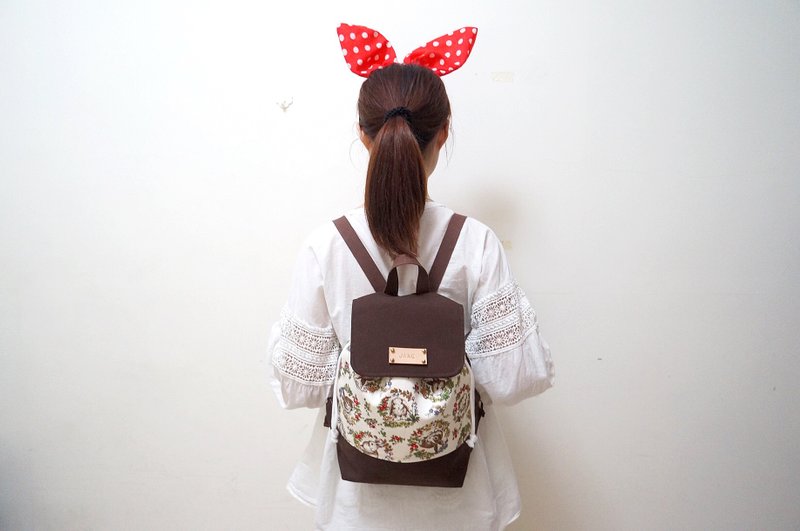 当兔子兔子遇上咖啡后背包/赠送免费打印名字皮标 - 后背包/双肩包 - 其他材质 咖啡色