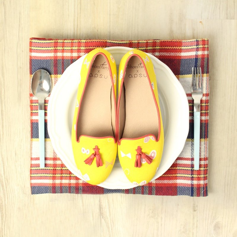 蝴蝶口味菓子糖内增高欧贝拉  /手工订制/日本布料/M2-15358F - 女款休闲鞋 - 其他材质 黄色