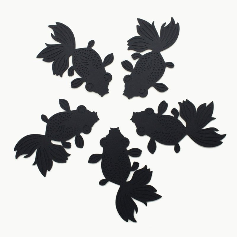 dipper 原创彩色金鱼杯垫/桌垫/隔热垫-黑色五入 - 餐垫/桌巾 - 硅胶 黑色