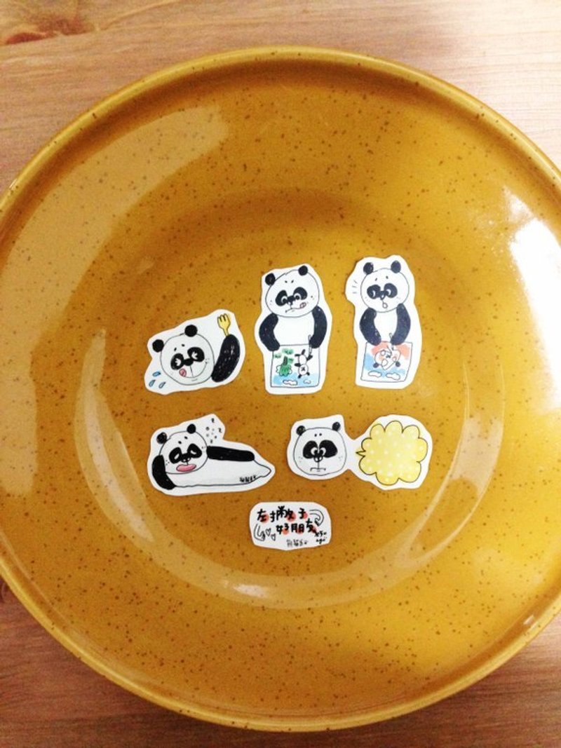 左撇子好朋友系列-熊猫哥 - 贴纸 - 纸 多色