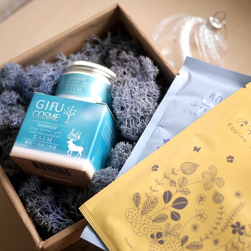 <礼物组合> 肌肤新习惯驯鹿不迷路方便膏+两片面膜(免费包装纸袋) - 手足保养 - 其他材质 蓝色