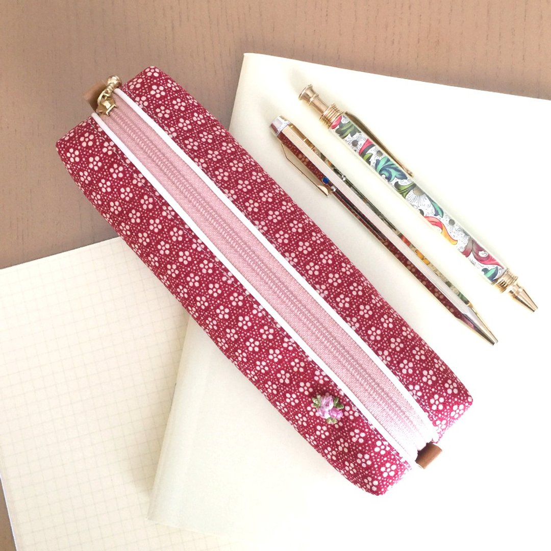 Pen Case with Japanese Traditional pattern, Kimono - 铅笔盒/笔袋 - 其他材质 红色