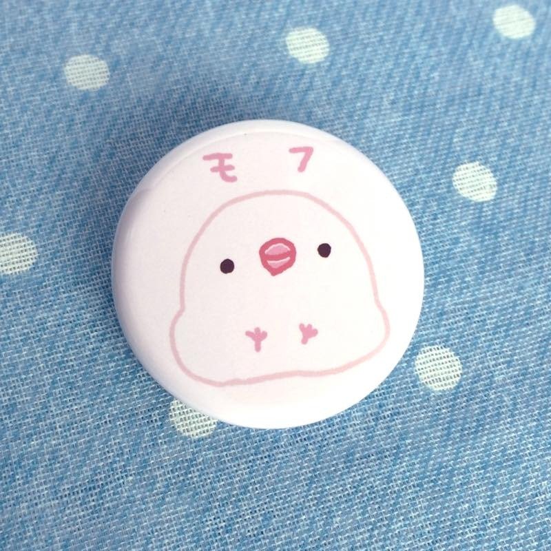 Can Badge (Moff / white Java sparrow) - 徽章/别针 - 其他金属 粉红色