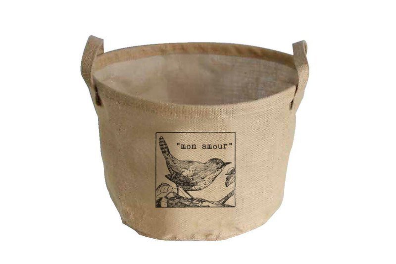 Fill in the Blank”天然麻织布家饰系列 - 乡村提把式麻织圆型置物篮 - MON AMOUR （法文：我爱你） - 摆饰 - 其他材质 金色