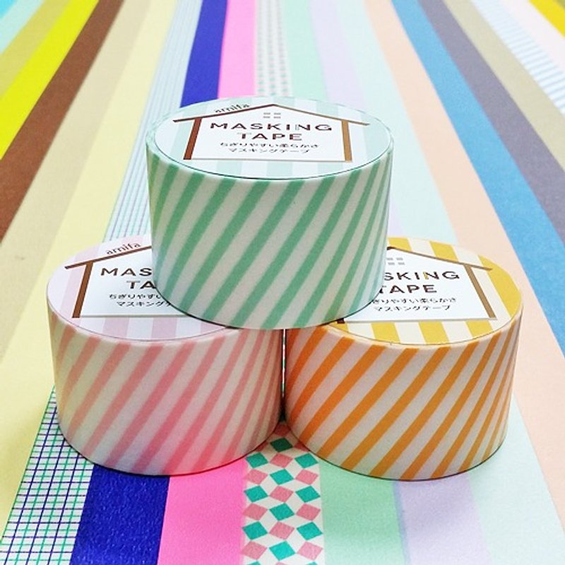 日本 amifa 和纸胶带 30mm 3入组【31379 粉色条纹】 - 纸胶带 - 纸 多色