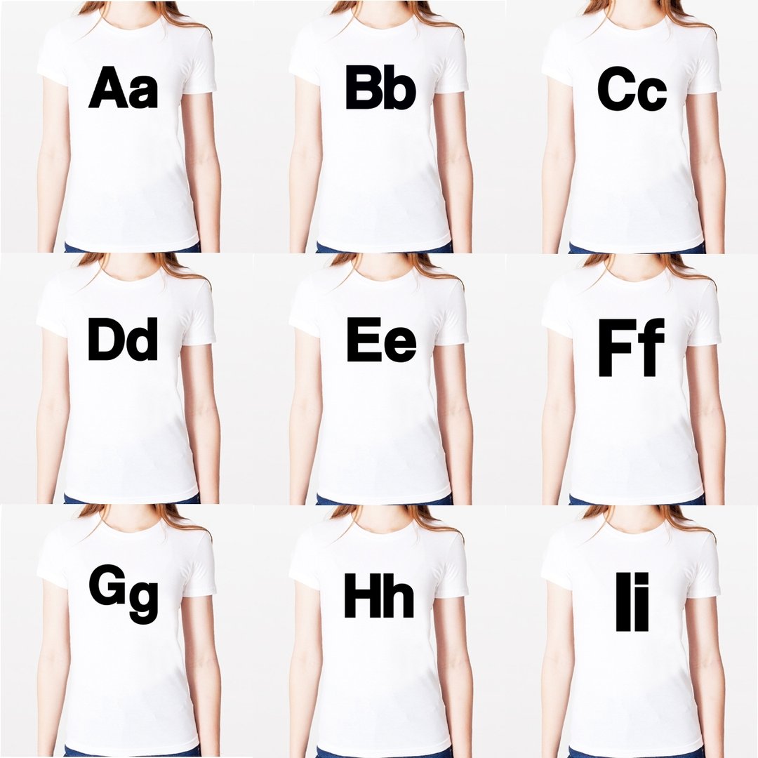 Aa Bb Cc Dd Ee Ff Gg Hh Ii 短袖T恤-白色 英文字母 设计 文字 - 女装 T 恤 - 棉 白色
