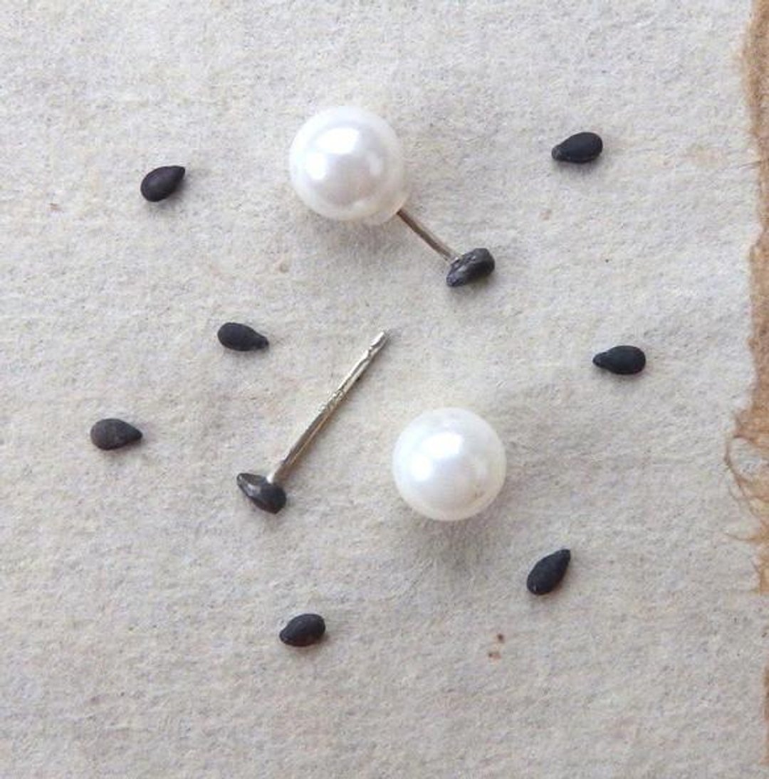 * Grain Series * Gomapiasu (Silver 925 / Pearl catch) - 耳环/耳夹 - 其他金属 