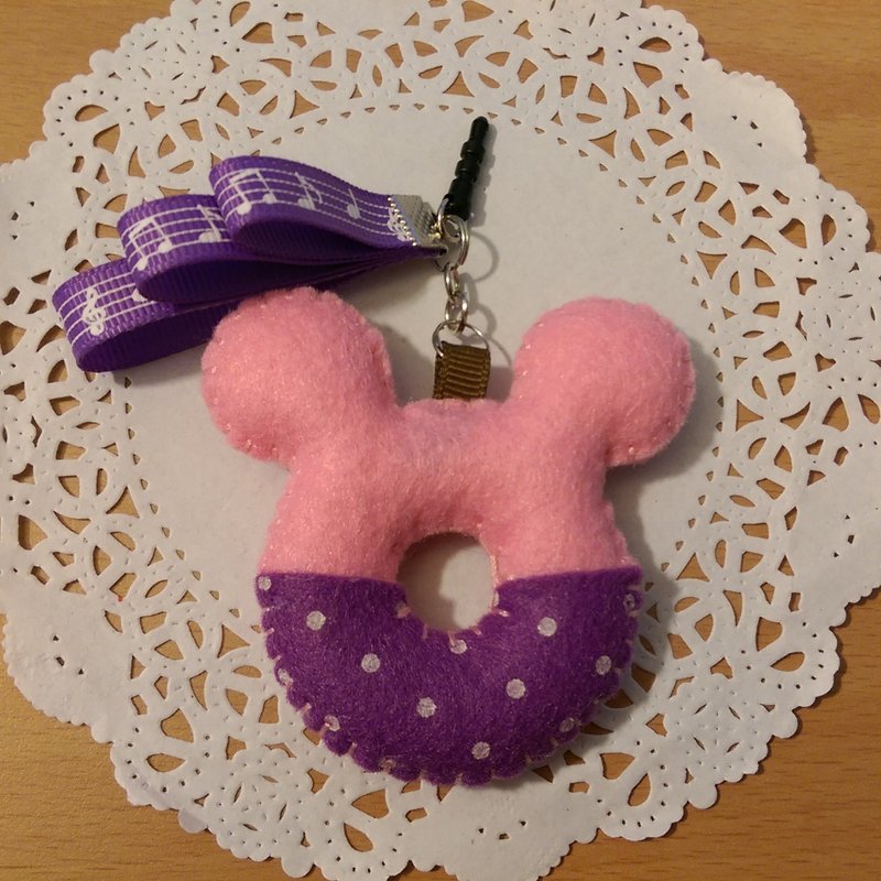 【米奇甜甜圈】手创 纯手工 不织布 缎带 玩偶 定制化 订做 情人节 交换礼物 - 吊饰 - 其他材质 紫色