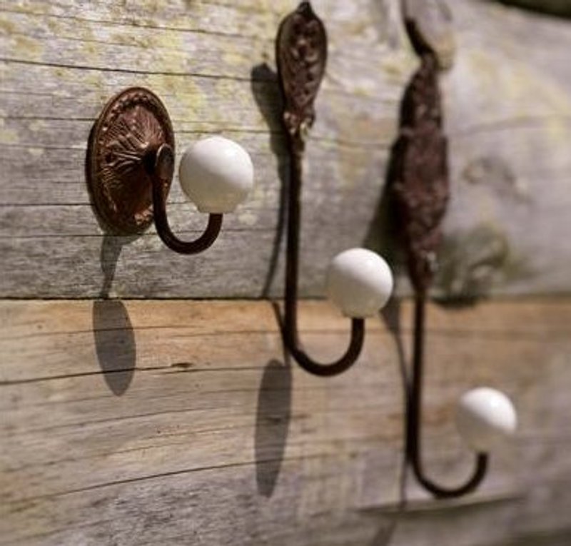 英国 n&kuku 铸铁陶瓷挂钩 ( 短圆球 ） - 墙贴/壁贴 - 其他材质 白色